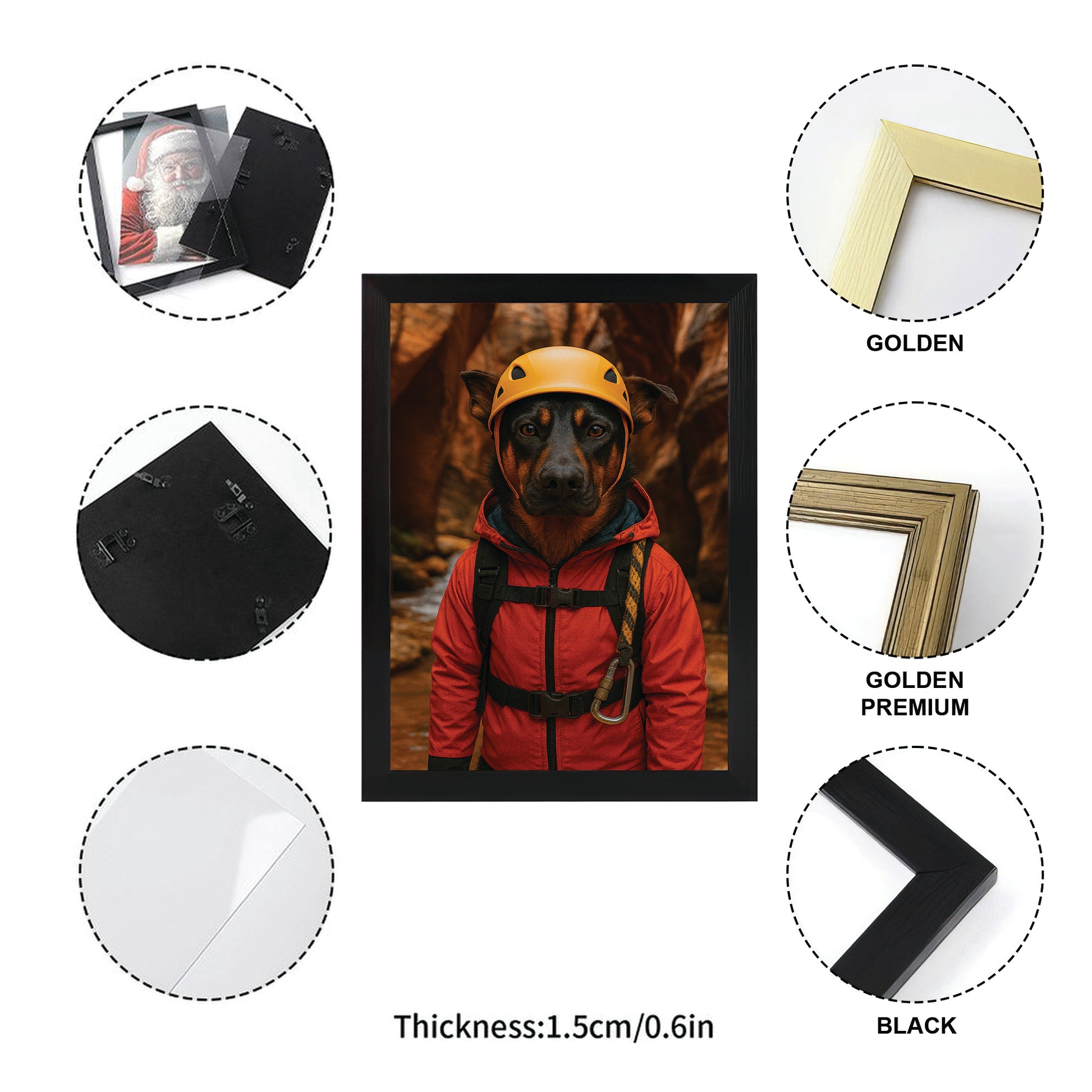 Custom Photo Canyoneering Slot Canyon Adventure Dog Canvas Framed Wall Art Gift For Dog Lovers