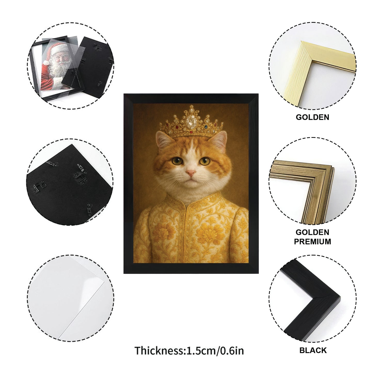 Custom Photo Cat Royal Style 09 Canvas Framed Wall Art Gift For Cat Lovers