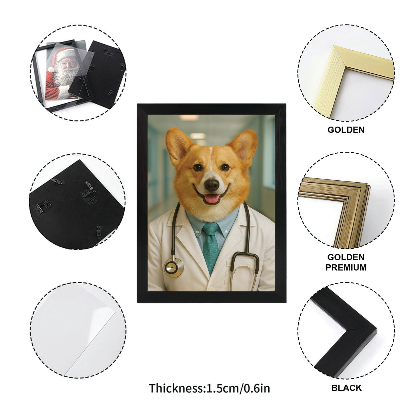 Custom Photo Doctor Dog Canvas Framed Wall Art Gift For Dog Lovers