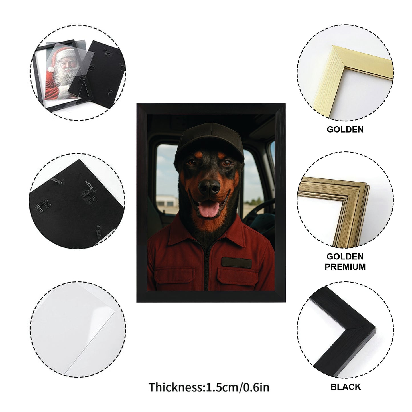 Custom Photo Trucker Driver Dog Canvas Framed Wall Art Gift For Dog Lovers