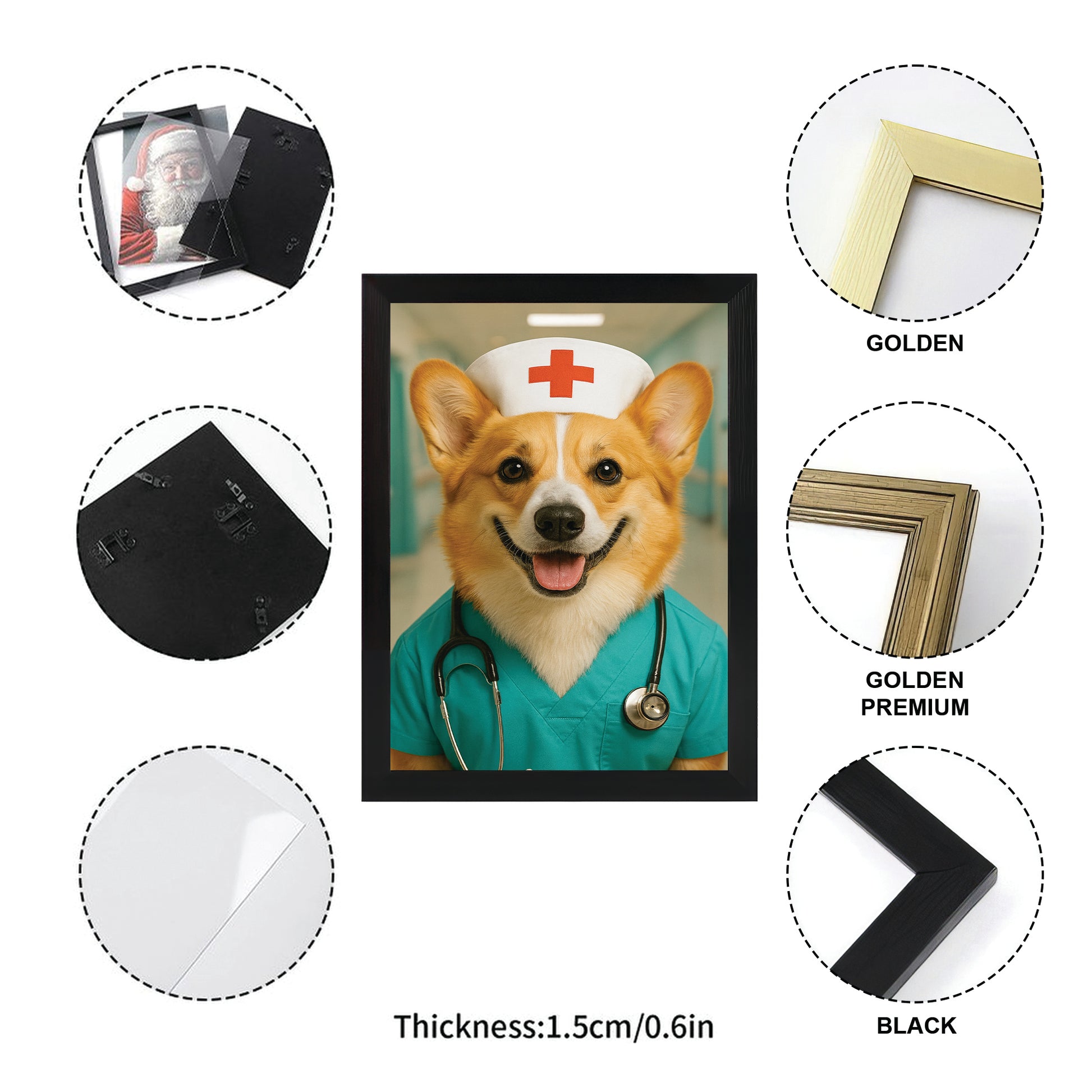 Custom Photo Nurse Dog Canvas Framed Wall Art Gift For Dog Lovers