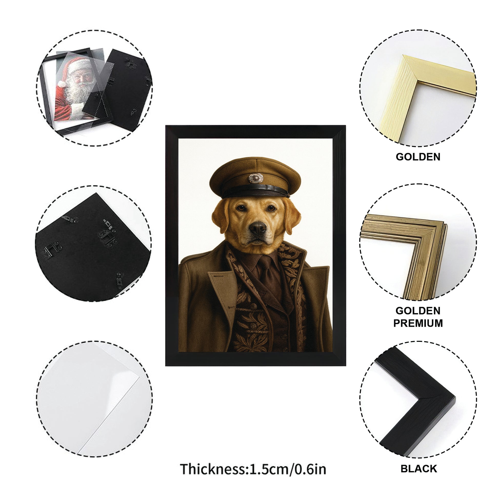 Custom Photo Captain Dog Canvas Framed Wall Art