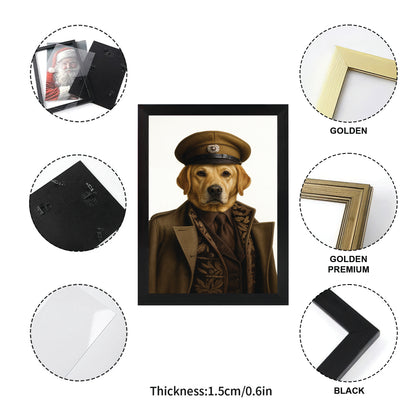 Custom Photo Captain Dog Canvas Framed Wall Art