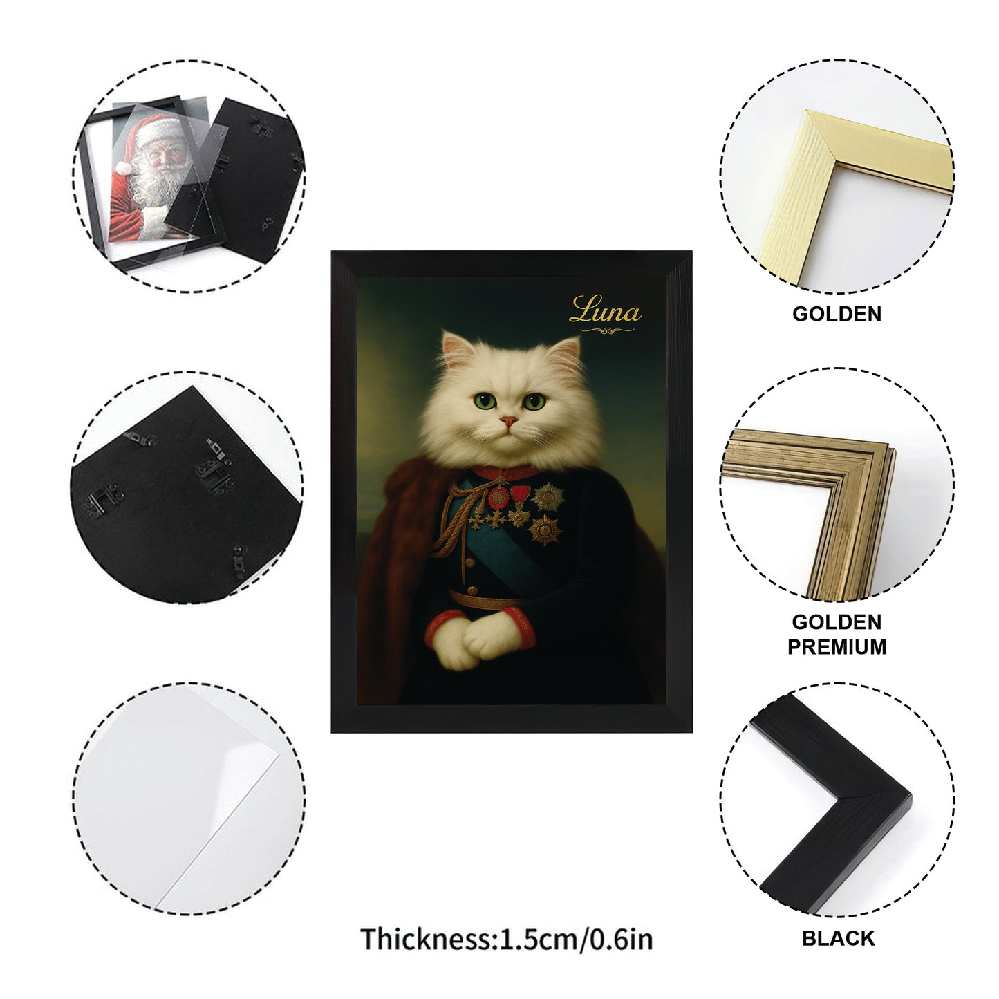 Custom Photo Imperial Minister Cat Canvas Framed Wall Art Gift For Cat Lovers