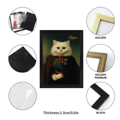 Custom Photo Imperial Minister Cat Canvas Framed Wall Art Gift For Cat Lovers