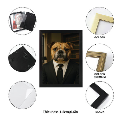 Custom Photo Business man Ceo Dog Canvas Framed Wall Art Gift For Dog Lovers