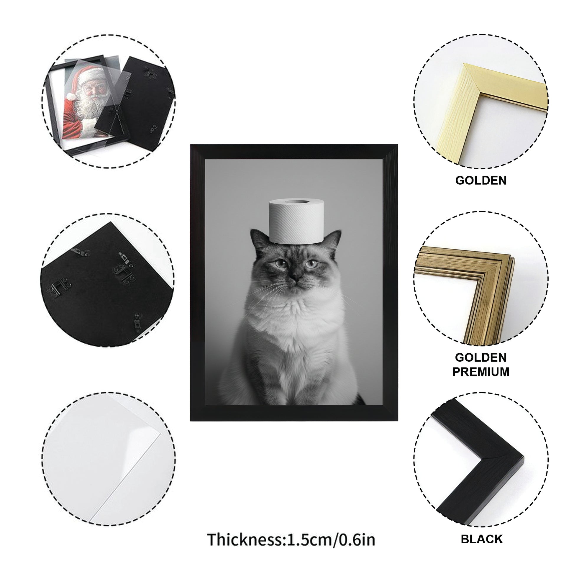 Custom Photo Cat Bathroom Style 11 Canvas Framed Wall Art Gift For Cat Lovers