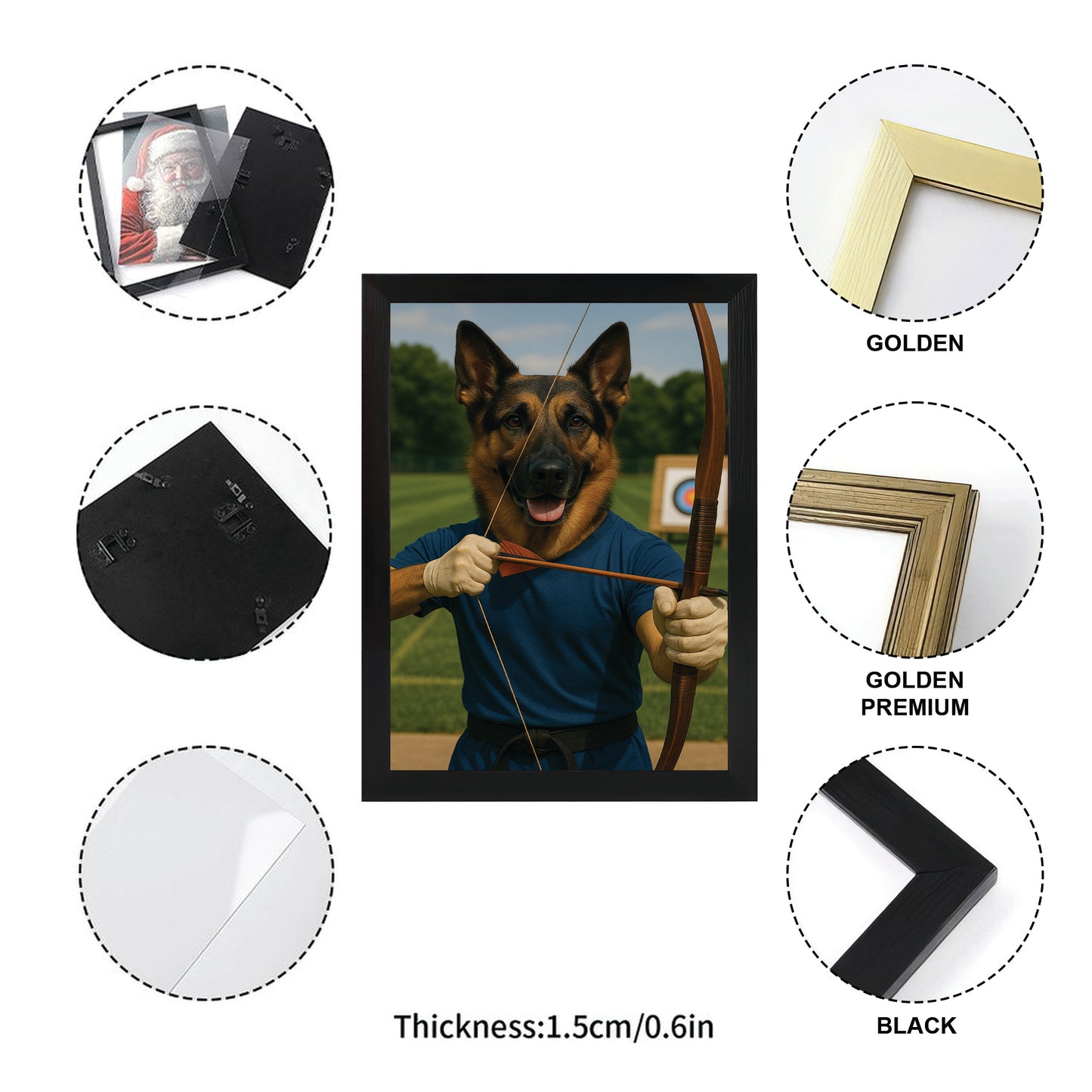 Custom Photo Archery Dog Canvas Framed Wall Art Gift For Dog Lovers