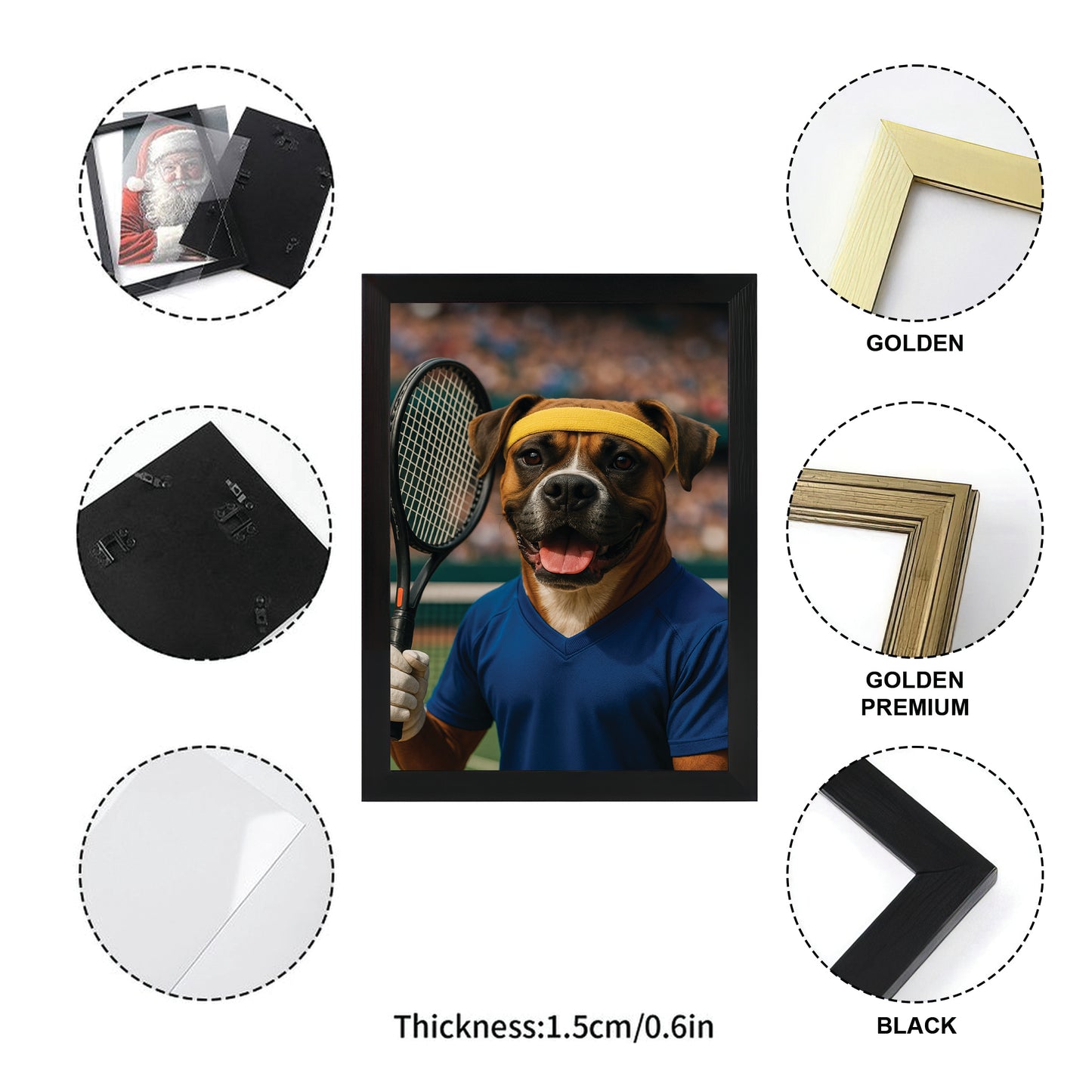 Custom Photo Tennis Player Dog Canvas Framed Wall Art Gift For Dog Lovers