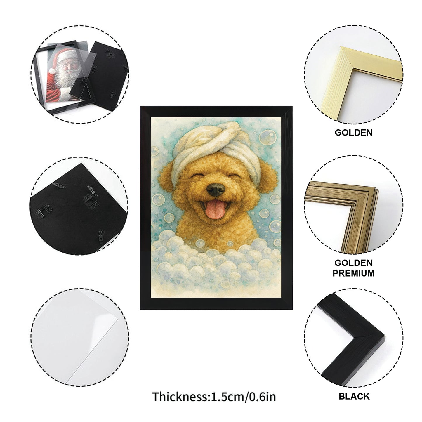 Custom Dog Potrait In Bathroom Canvas Framed Wall Art