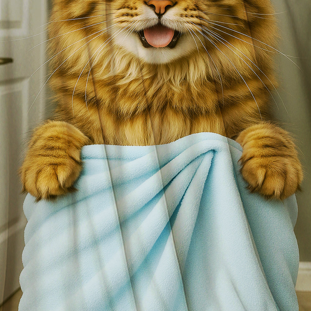 Custom Cat Photo In Bathroom Blanket Cat Lover Gifts