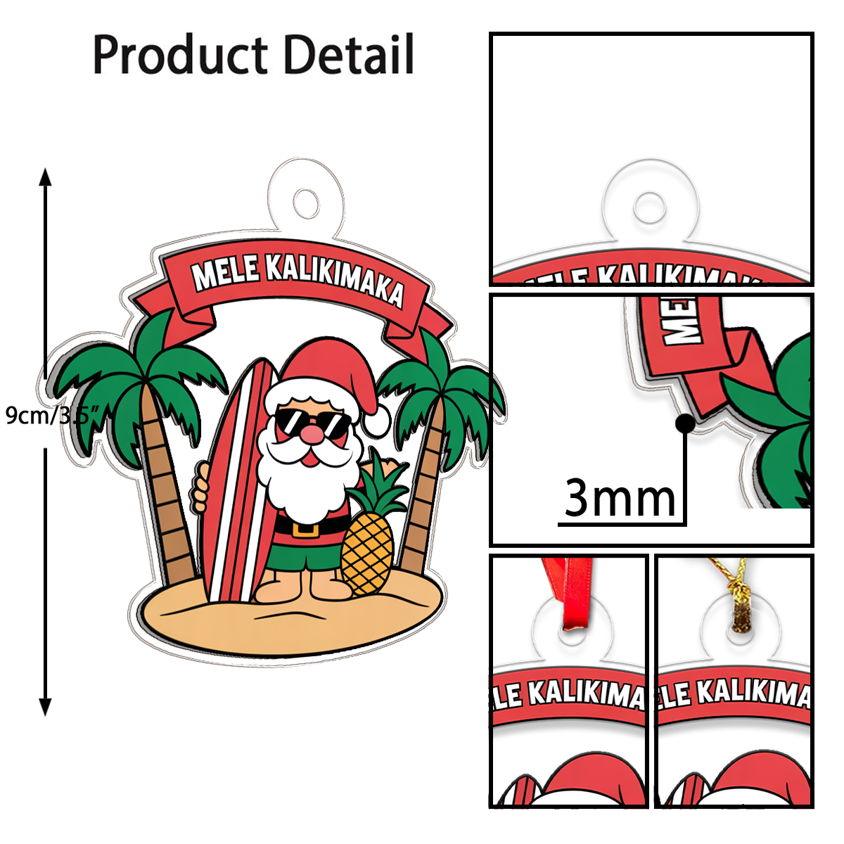 Hawaii Acrylic Ornament Santa Tropical 2