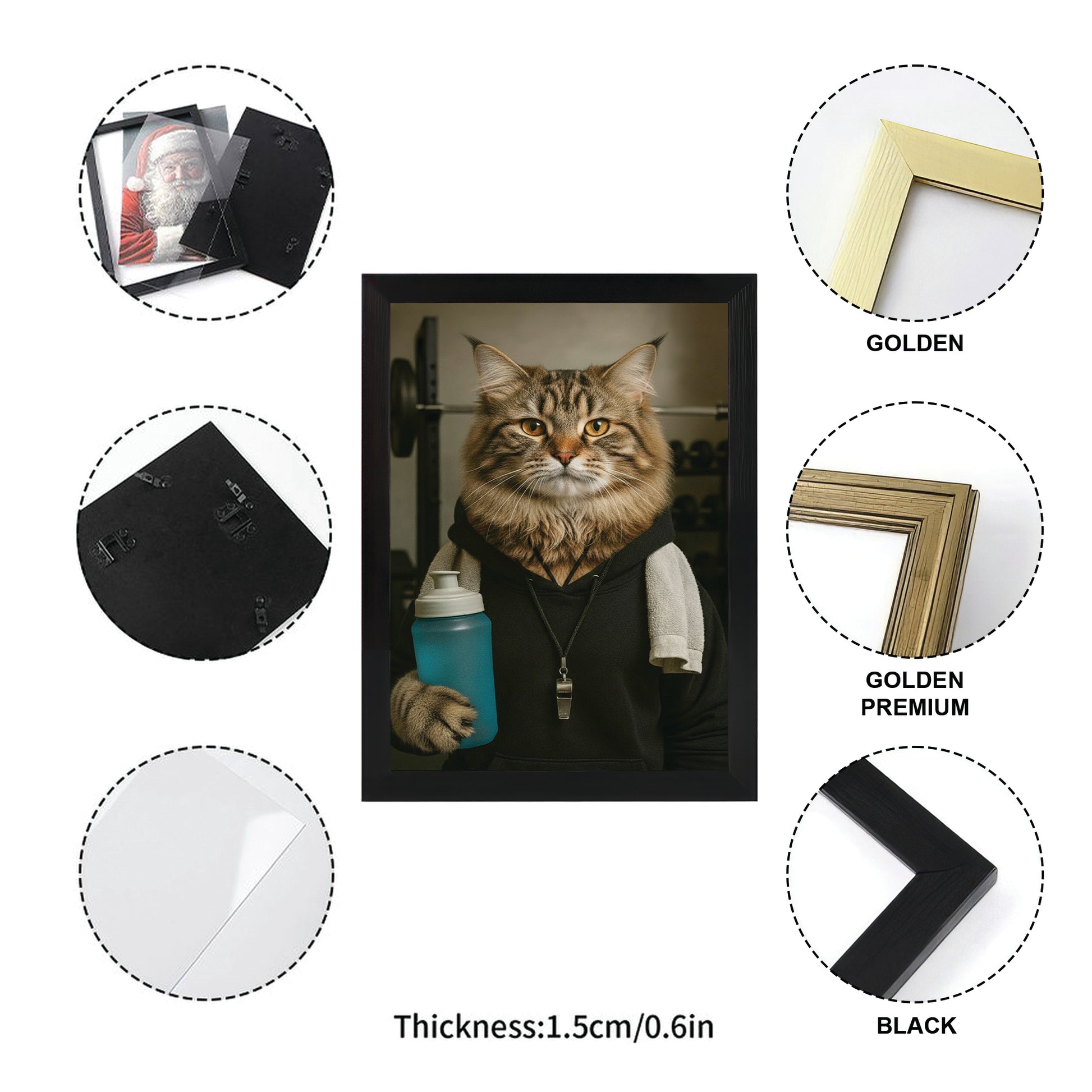 Custom Photo Personal Trainer Cat Canvas Framed Wall Art Gift For Cat Lovers