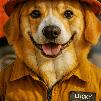 Custom Photo Fire Fighter Dog BlanketGift For Dog Lovers