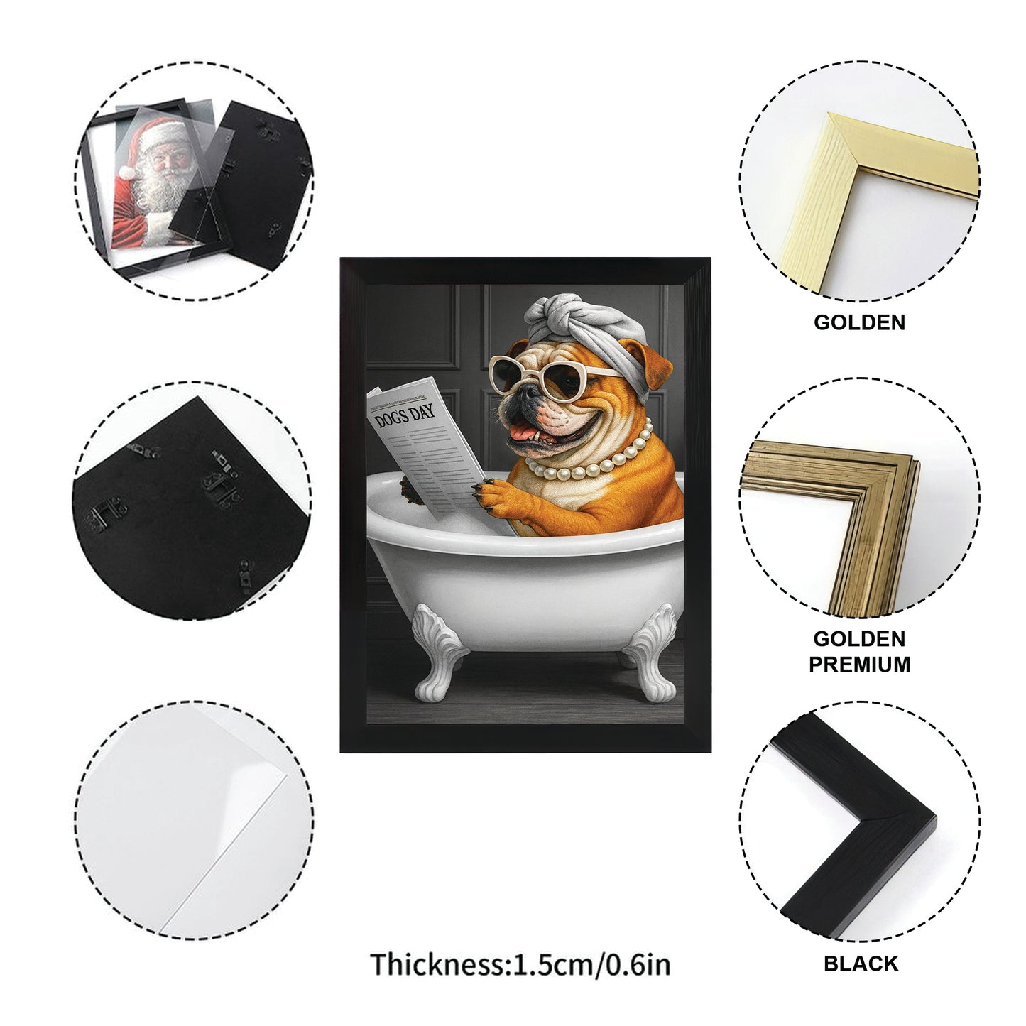 Custom Photo Dog Bathroom Style 9 Canvas Framed Wall Art Gift For Dog Lovers