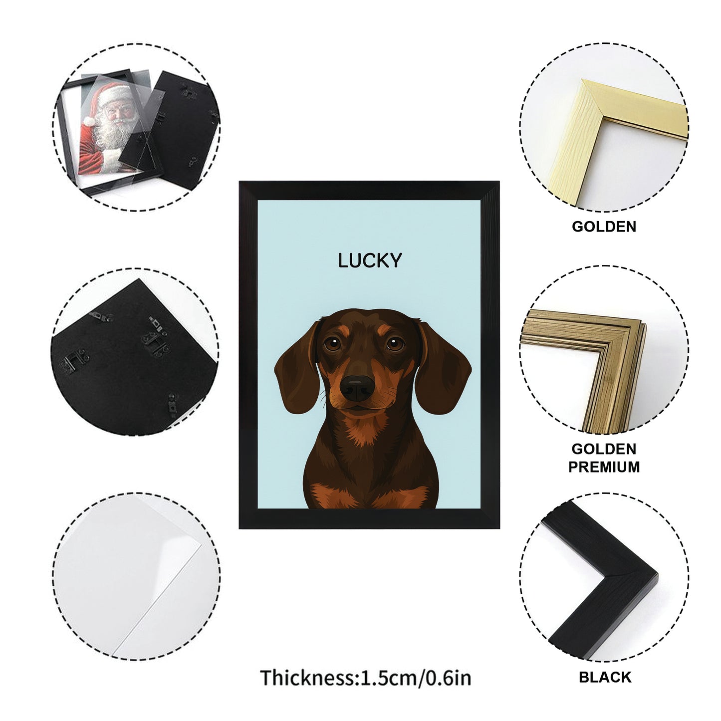 Custom Photo Minimalist Classic Dog Canvas Framed Wall Art Gift For Dog Lovers