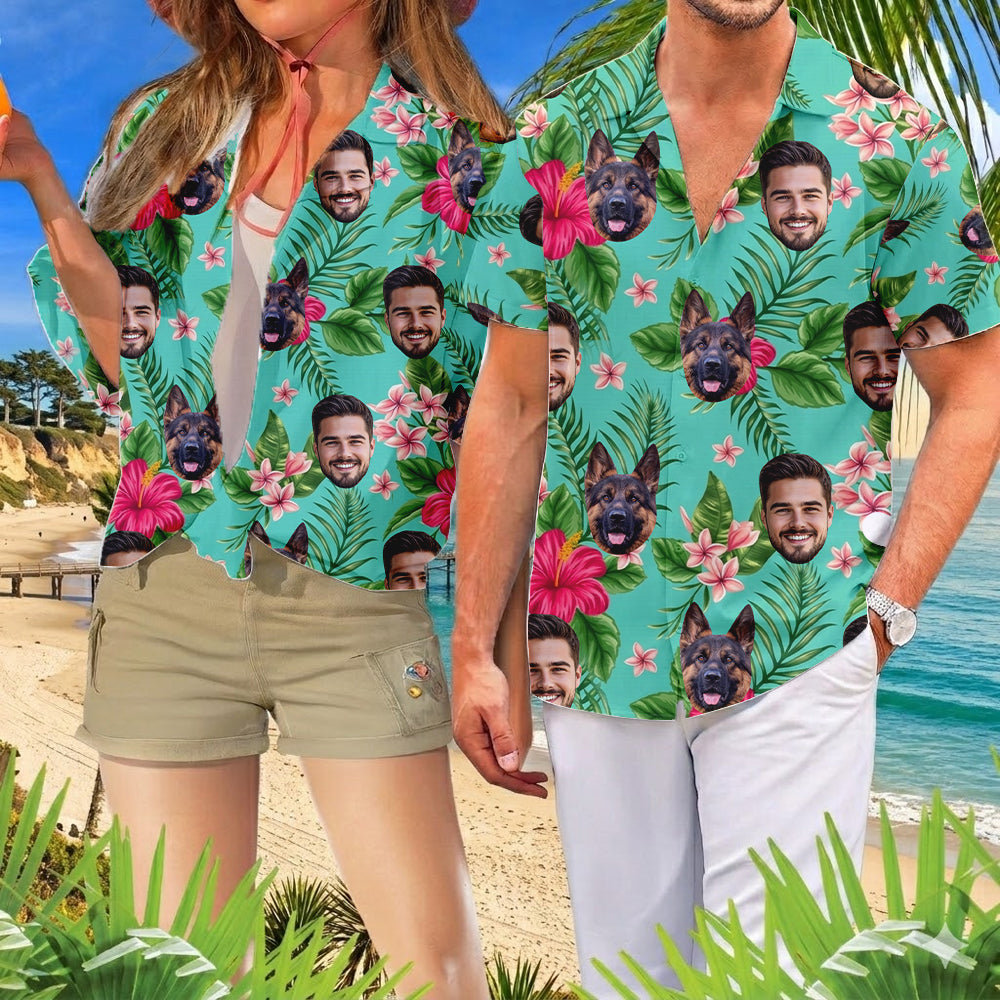 Custom Photo Dog Hawaiian Shirt, Personalized Pet Aloha Shirt, Family Matching Summer Outfit THUC99