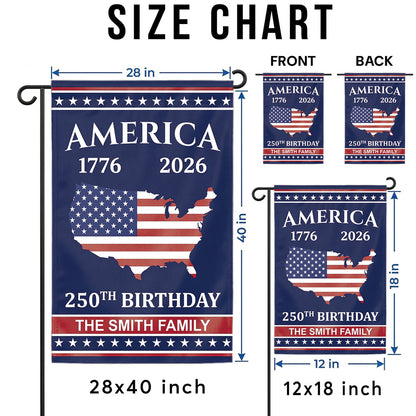 Personalized USA 250th Anniversary Flag 1776-2026, Custom Name Patriotic American Flag, Independence Day 4th of July Outdoor Garden Flag