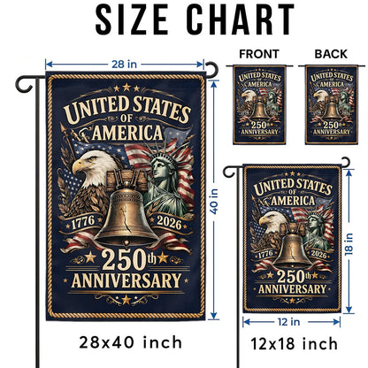 USA 250th Anniversary Flag 1776-2026, Patriotic American Flag Decor, Independence Day 4th of July Outdoor Garden Flag