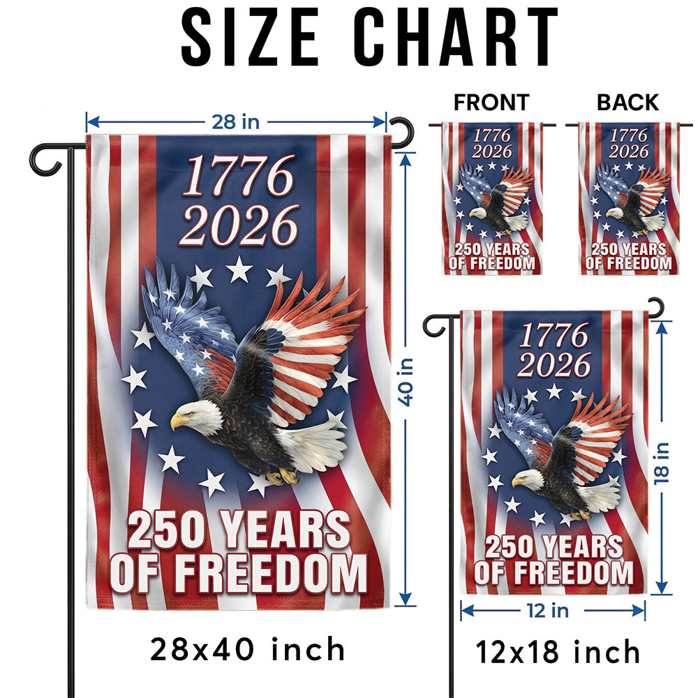 250 Years Freedom USA Flag 1776–2026 Patriotic Eagle Banner 4th of July American Garden Flag Independence Day Decor