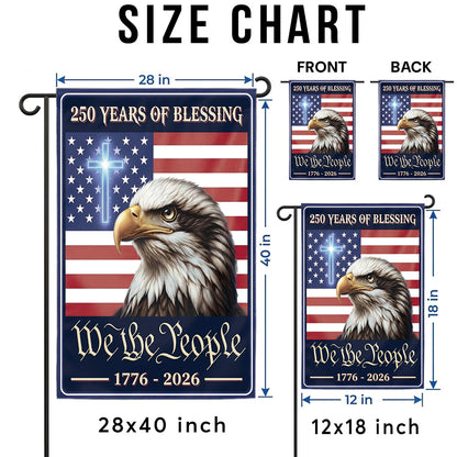 American 250 Years of Blessings Garden Flag 1776-2026, Patriotic USA Flag, Independence Day 4th of July Outdoor Decor