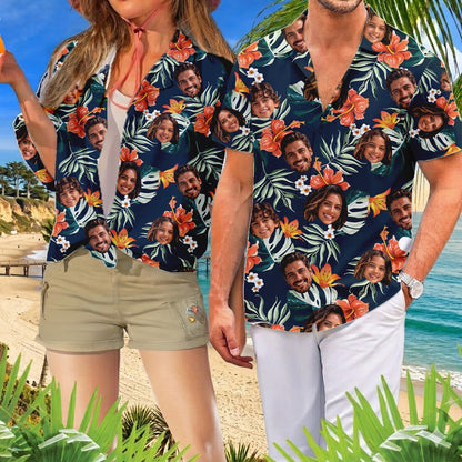Custom Photo Summer Hawaiian Shirt, Personalized Aloha Shirt, Tropical Family Gift THUC99