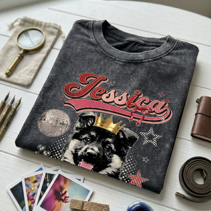 Custom Dog Photo Unisex T-Shirt, Personalized Pet Portrait Wash Shirt THUC99