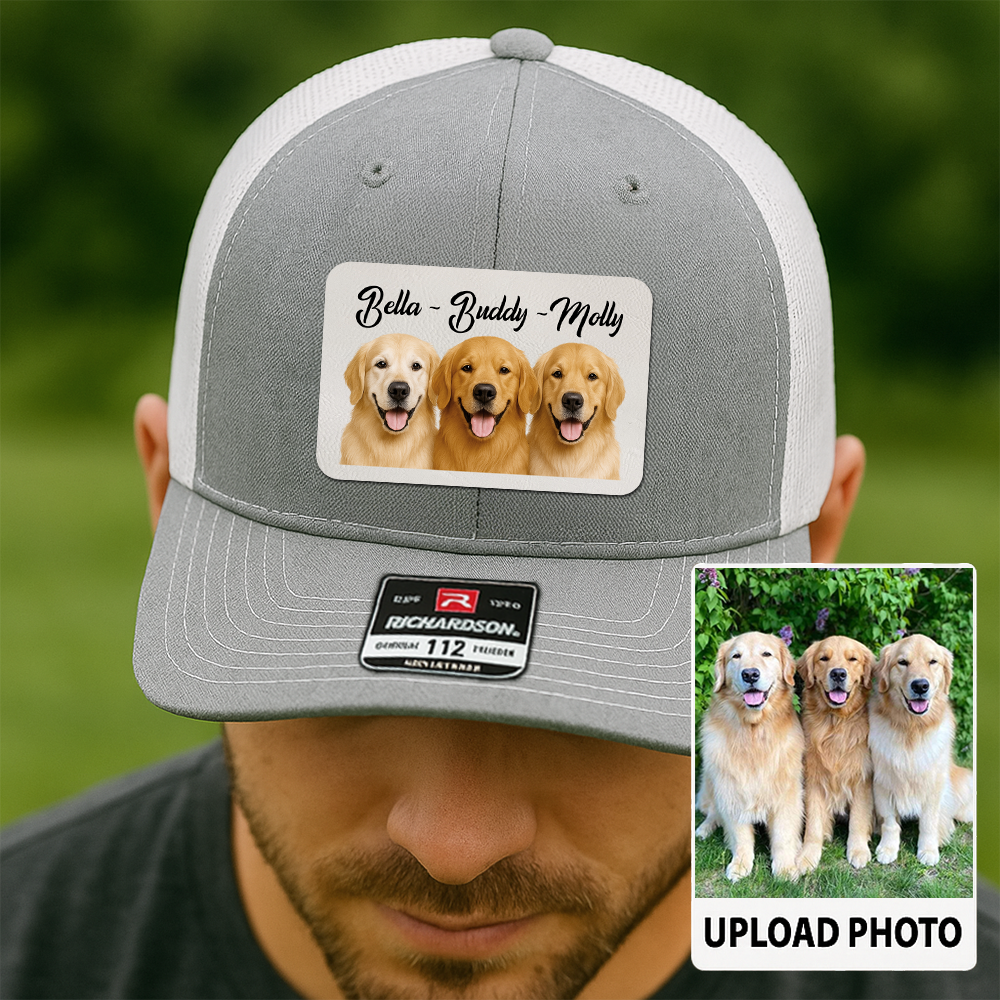 Custom Pet Hat with Leather Patch – Personalized Dog Cap – Memorial Gift for Pet Lover TH9911