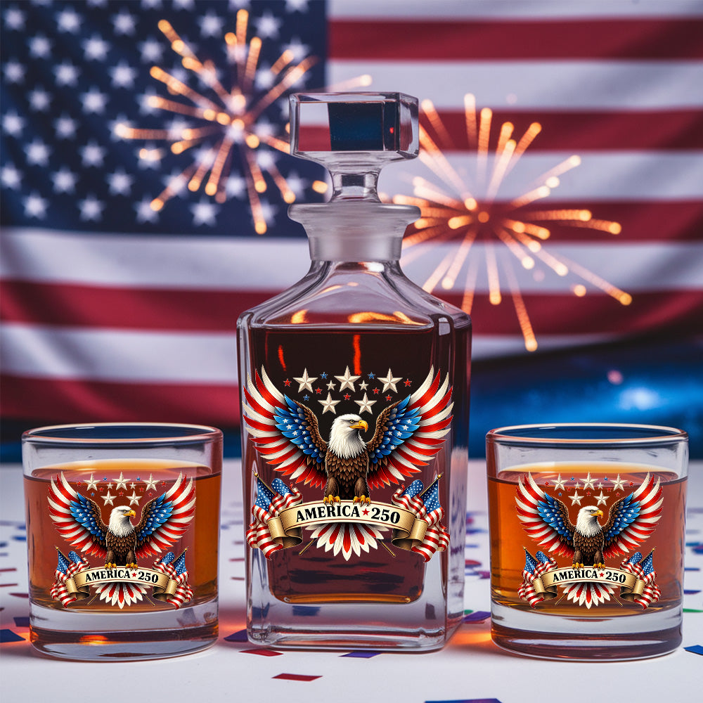 Personalized 250 Years USA Whiskey Decanter Set, Patriotic Gift THUC99