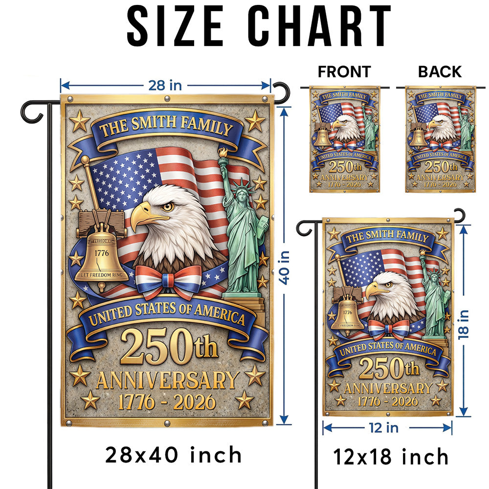 Custom Family Name USA Flag 250th Anniversary Patriotic Outdoor Decor Eagle Design