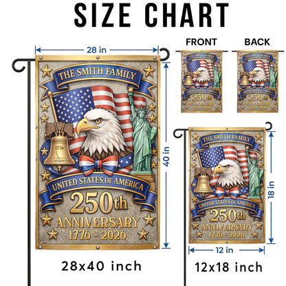 Custom Family Name USA Flag 250th Anniversary Patriotic Outdoor Decor Eagle Design