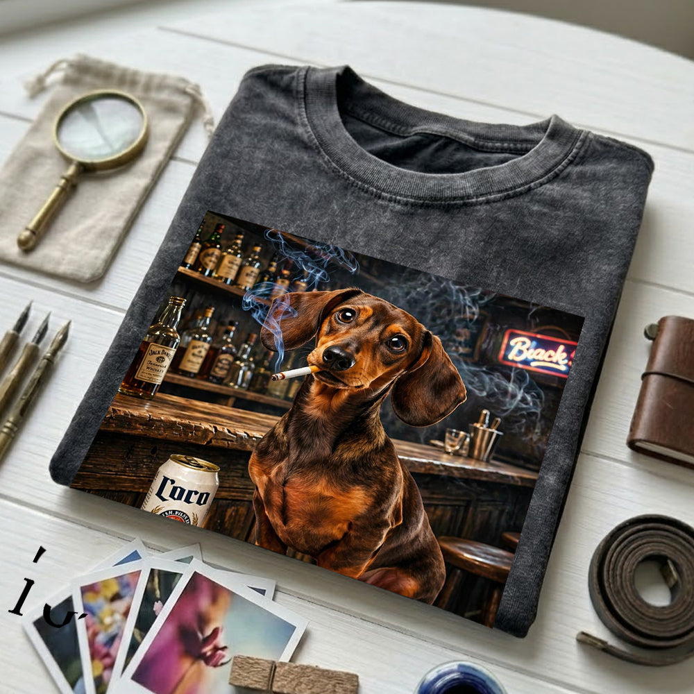 Personalized Dog Photo Unisex T-Shirt, Custom Pet Portrait Wash Shirt, Dog Mom Dad Gift THUC99