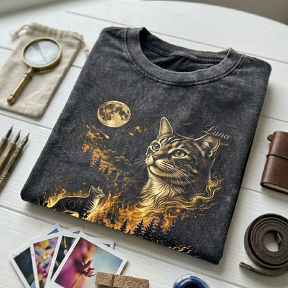 Custom Photo Cat T-Shirt, Personalized Pet Unisex Wash Shirt THUC99