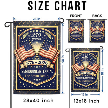 Custom American Flag 1776–2026 250 Years Independence Garden Flag Family Name Gift