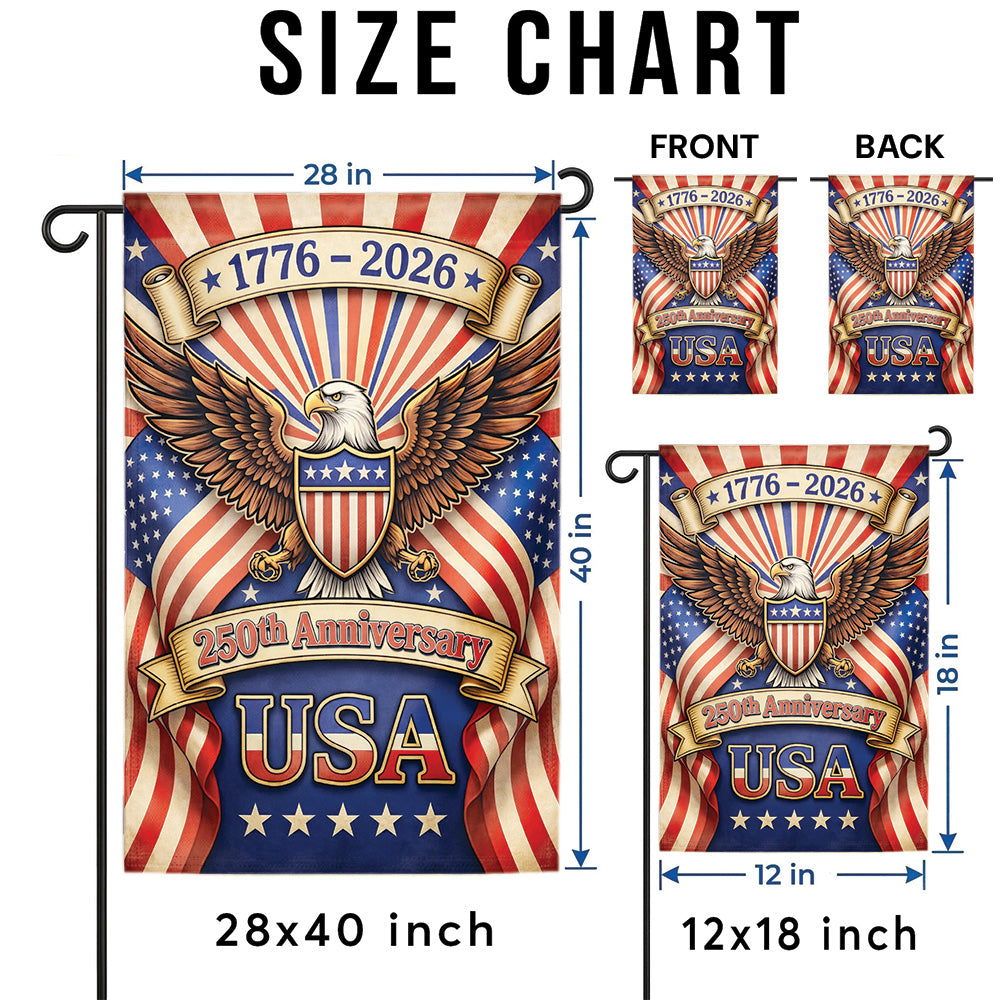 USA 250th Anniversary Garden Flag 1776–2026, Patriotic Eagle 4th of July Outdoor Decor
