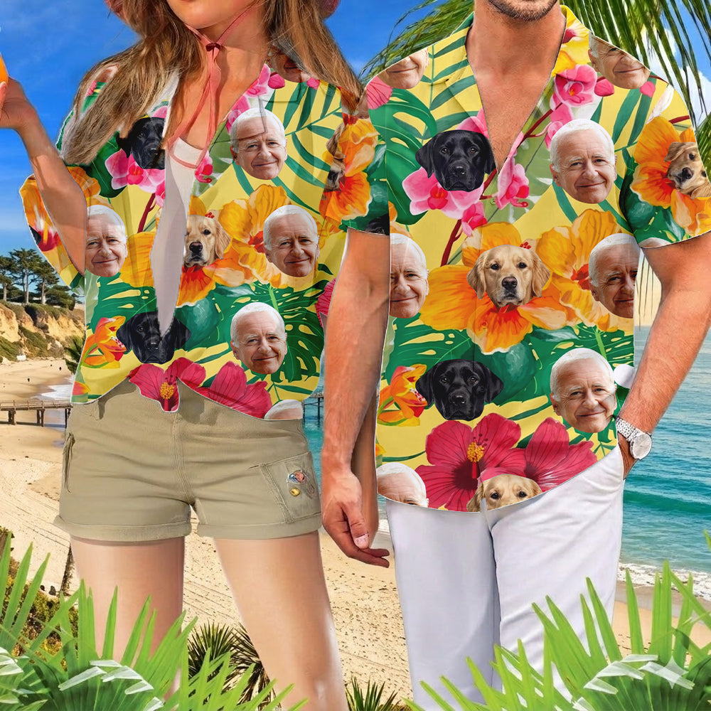 Custom Photo Dog Tropical Shirt, Personalized Hawaiian Shirt, Dog Lover Vacation Gift THUC99