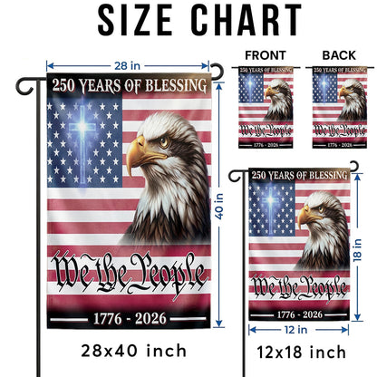 American 250 Years of Blessings Garden Flag 1776-2026, Patriotic USA Flag, Independence Day 4th of July Outdoor Decor