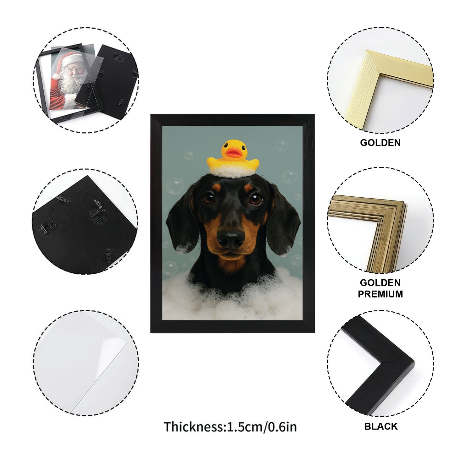 Custom Dog In Bathtub With Duck Toy Canvas Framed Wall Art