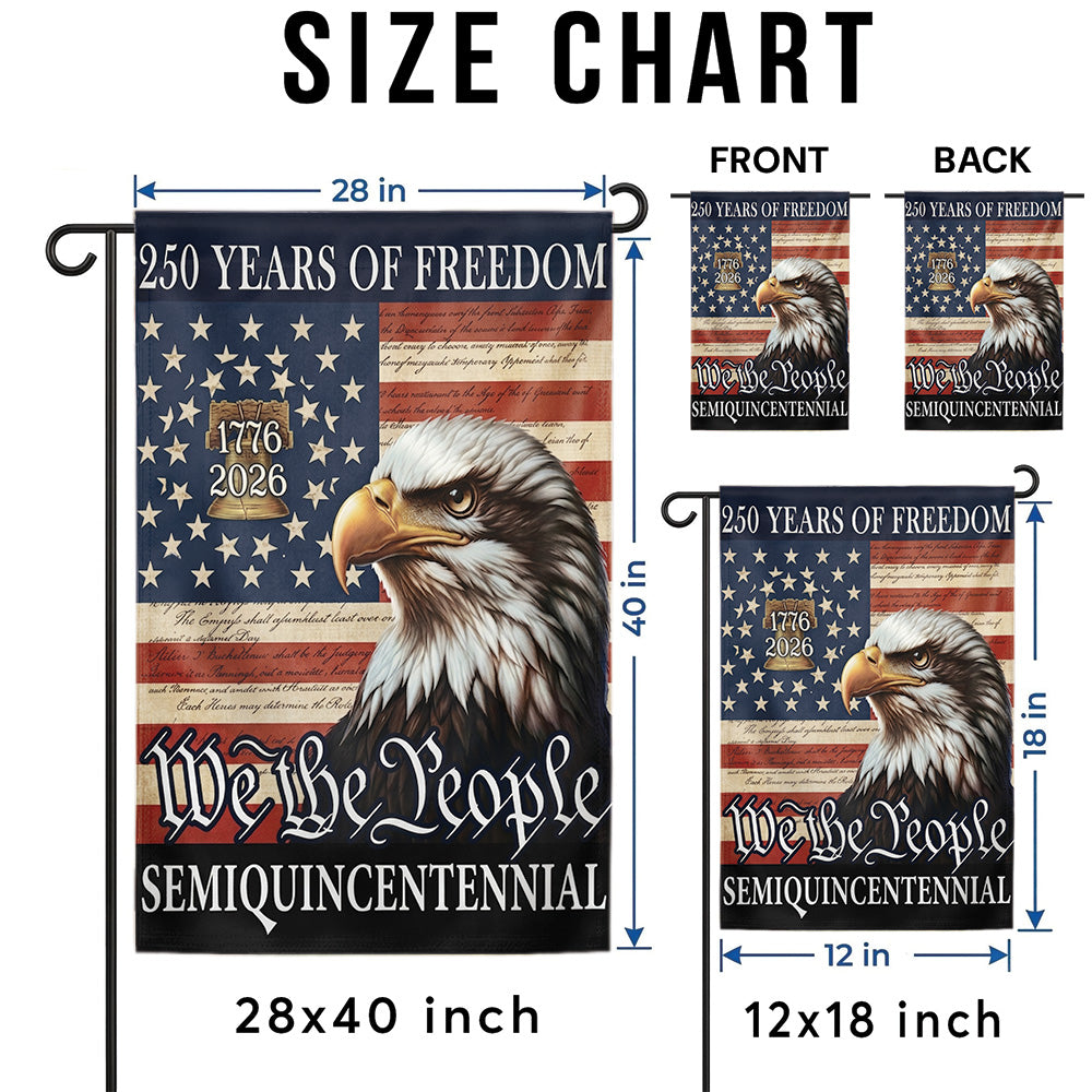 250 Years of Freedom Garden Flag 1776-2026, Eagle Patriotic USA Flag, Independence Day 4th of July Outdoor Decor