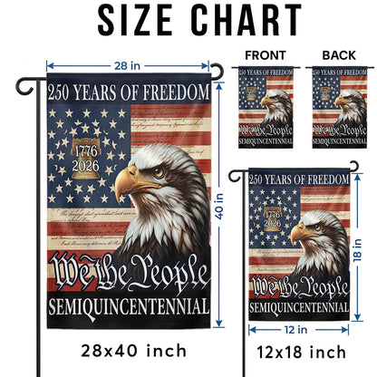 250 Years of Freedom Garden Flag 1776-2026, Eagle Patriotic USA Flag, Independence Day 4th of July Outdoor Decor