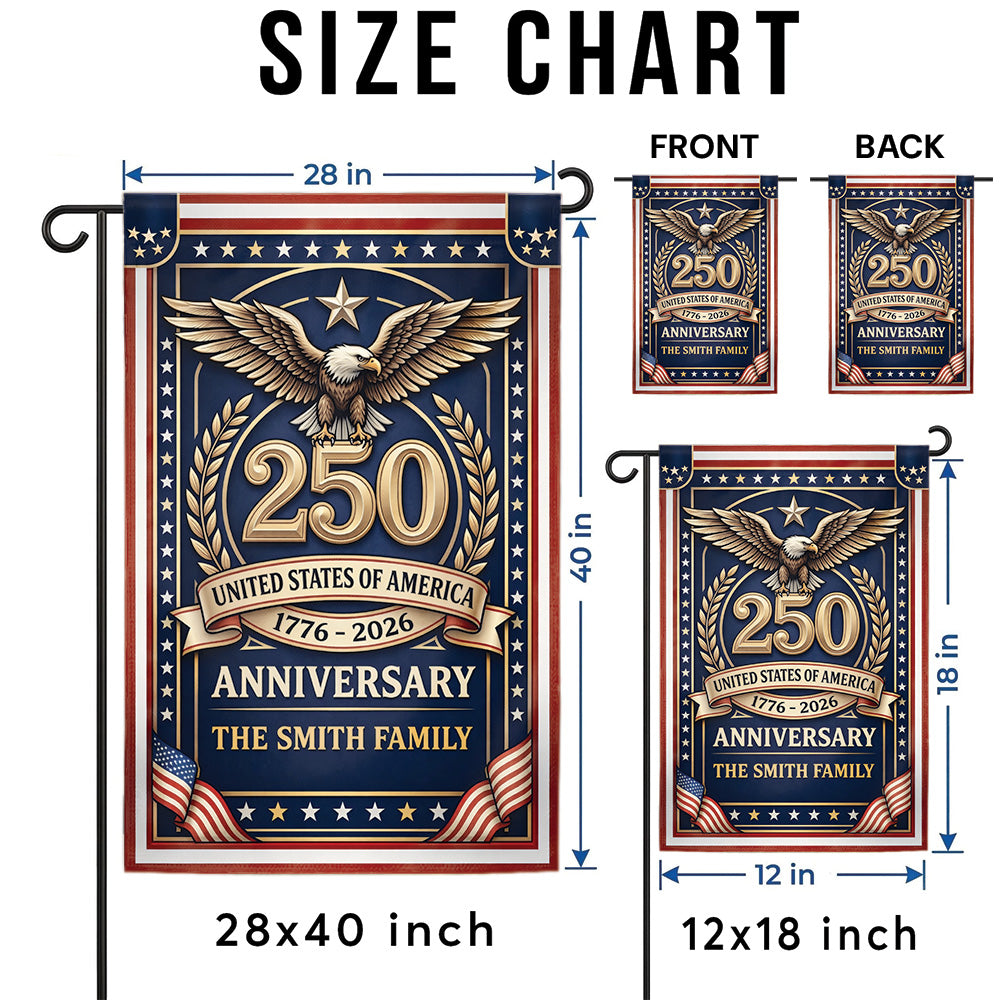 250 USA Anniversary Garden Flag 1776–2026, Patriotic Eagle Personalized Family Decor