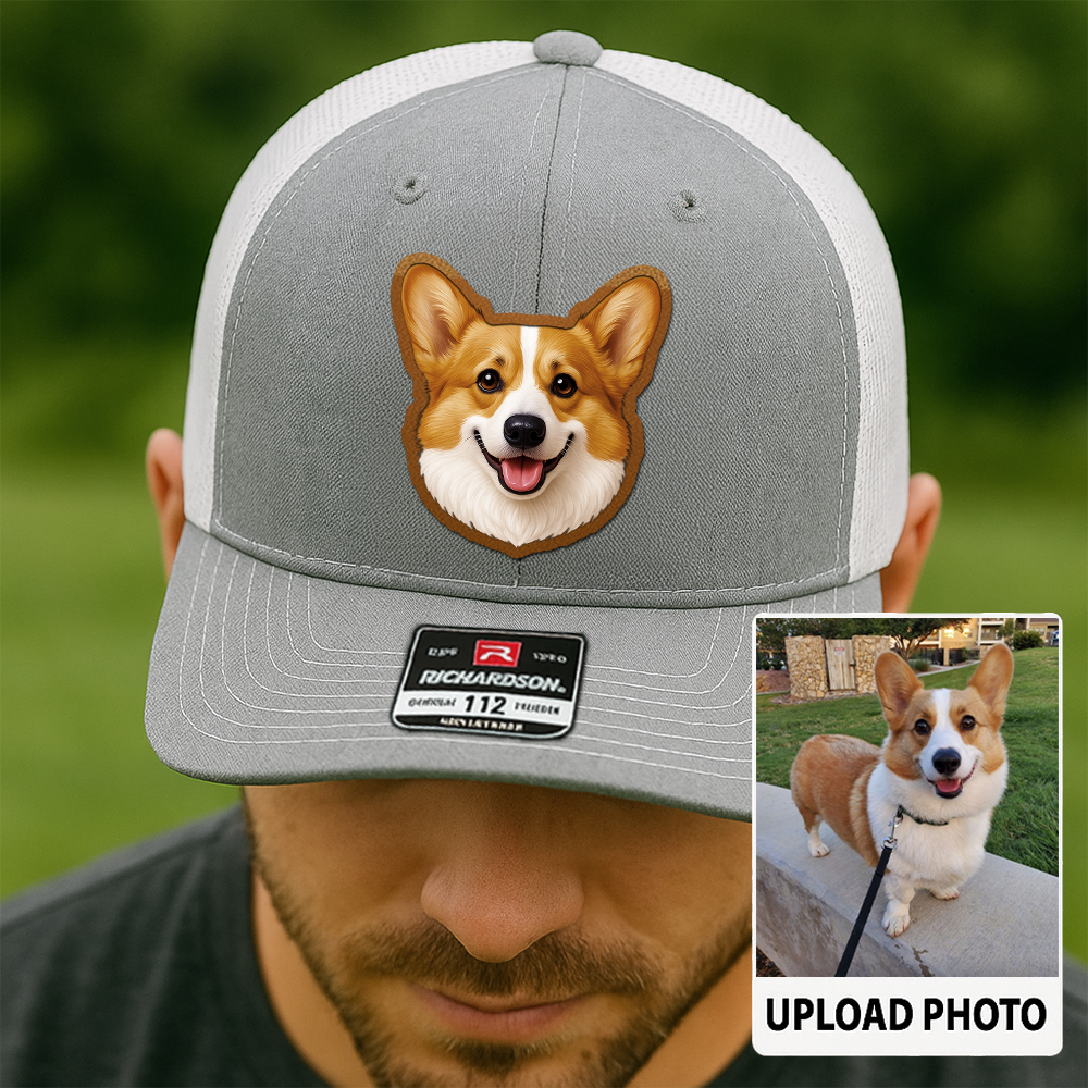 Custom Pet Printed Leather Hat – Unique Trucker Cap with Your Pet's Picture – Personalized Dog Gift TH996