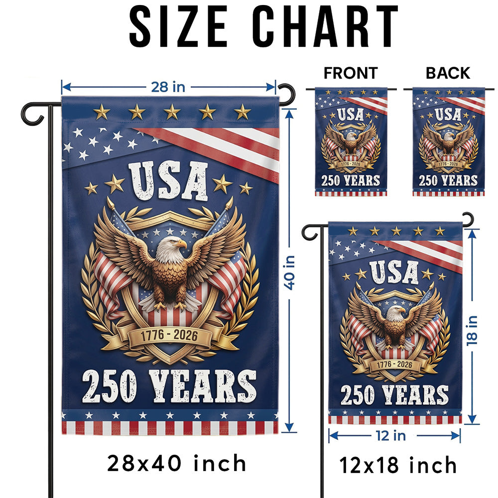 250th Anniversary USA Patriotic Eagle Garden Flag 1776-2026, American Independence Day 4th of July Outdoor Decor Gift For Veteran
