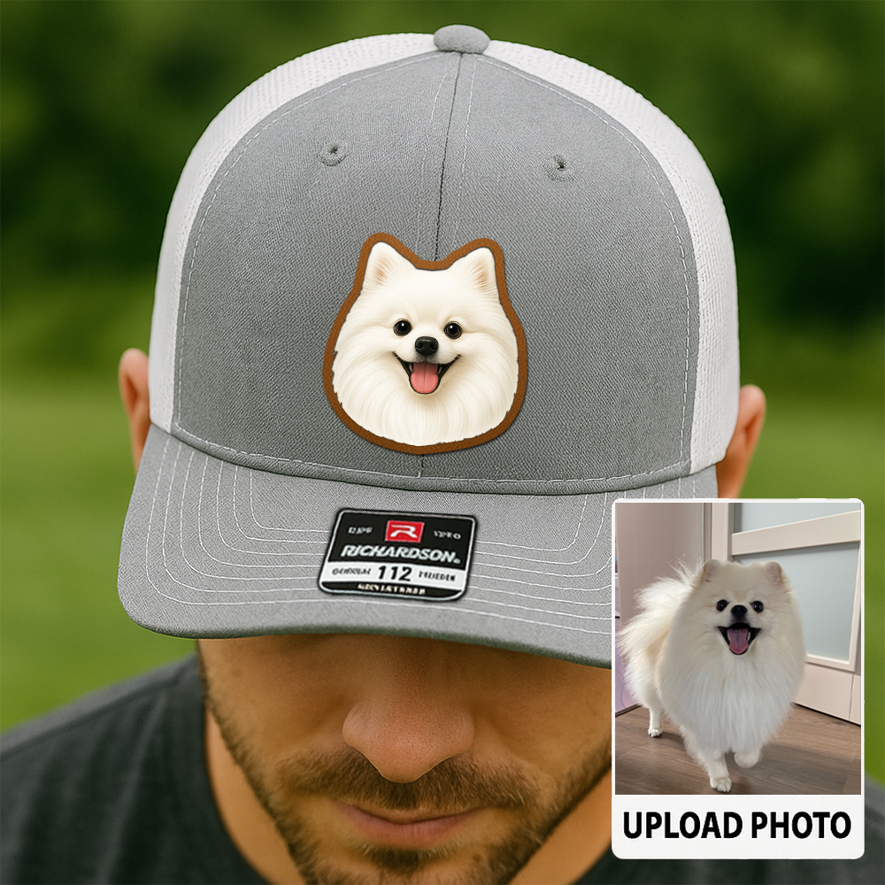 Custom Pet Printed Leather Hat – Unique Trucker Cap with Your Pet's Picture – Personalized Dog Gift TH995