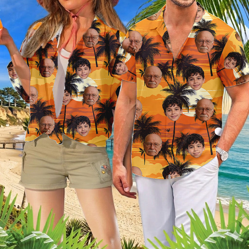 Custom Photo Grandpa Hawaiian Shirt, Matching Family Hawaiian Shirt, Dad Summer Beach Gift THUC99