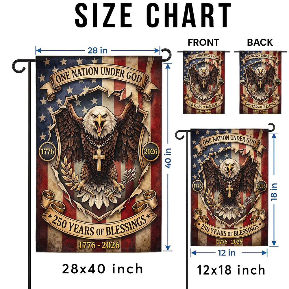 Christian USA 250th Anniversary Garden Flag One Nation Under God Patriotic Decor