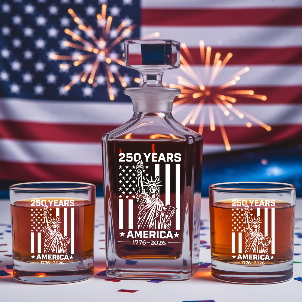 Personalized 250 Years America Whiskey Decanter Set 1776–2026 THUC99