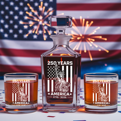 Personalized 250 Years America Whiskey Decanter Set 1776–2026 THUC99
