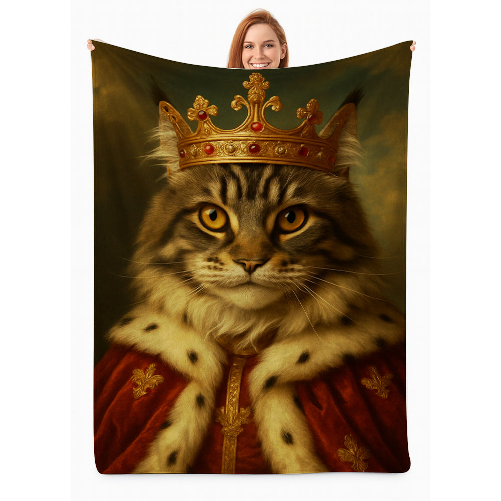 Custom Photo Cat Royal Blanket Pet King Portrait