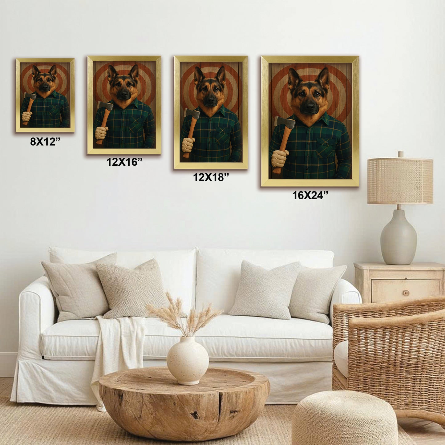 Custom Photo Axe Throw Dog Canvas Framed Wall Art Gift For Dog Lovers